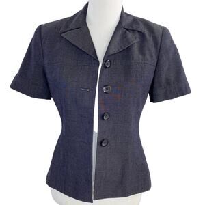 B. Bennett Short Sleeved Lined Jacket Blazer Size 2 Charcoal Gray Grey Suit XS